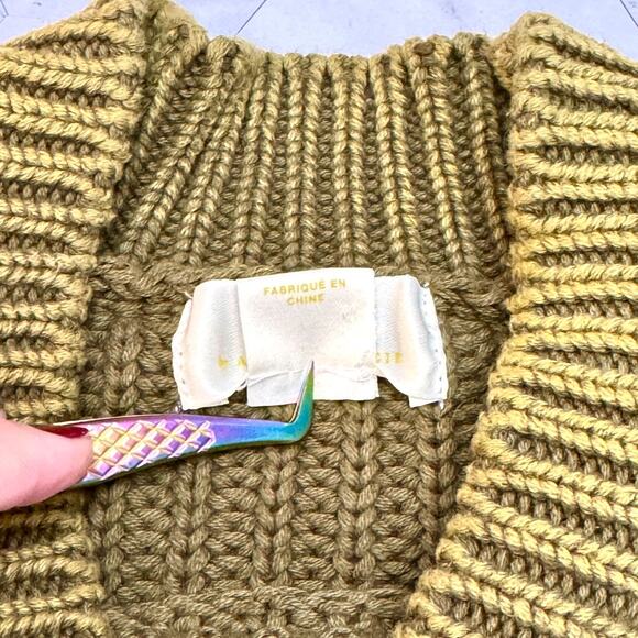 Anthropologie Maeve Mackenzie Chunky Ribbed Moss Green Size S Sweater in EUC - Picture 4 of 10